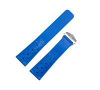 CAWEUER 22mm Breathable Silicone Watchband Compatible With TAG Heuer F1 CAZ201 WAZ2113 CAZ1010 Watch Strap Soft Rubber Bracelet And Folding Buckle(Blue silver clasp)