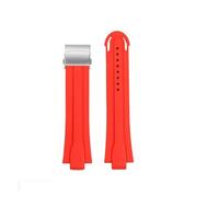 CAWEUER 24-12 Convex Silicone Watchband Compatible With Oris Diving AQUIS 7740 7730 Water Ghost Sports Strap Bracelet Men Rubber Blue Black(Red-silver)