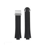 CAWEUER 24-12 Convex Silicone Watchband Compatible With Oris Diving AQUIS 7740 7730 Water Ghost Sports Strap Bracelet Men Rubber Blue Black(Black-silver)