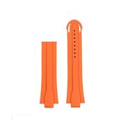 CAWEUER 24-12 Convex Silicone Watchband Compatible With Oris Diving AQUIS 7740 7730 Water Ghost Sports Strap Bracelet Men Rubber Blue Black(Orange-no buckle)