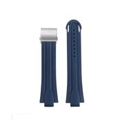 CAWEUER 24-12 Convex Silicone Watchband Compatible With Oris Diving AQUIS 7740 7730 Water Ghost Sports Strap Bracelet Men Rubber Blue Black(Blue-silver)