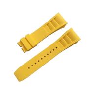 CAWEUER 25mm Red Black Green Gray Blue Yellow Orange Rubber Watchband Compatible With Richard Mille Strap For RM011 Bracelet Watch Band(Yellow-No buckle)