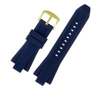 CAWEUER 29mmX13mm Silicone Rubber Watch Straps Compatible With Michael Kors MK9019 MK8295 MK8492 MK9020 Men's Blue Black Band(Blue-gold)