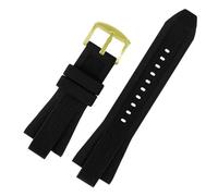 CAWEUER 29mmX13mm Silicone Rubber Watch Straps Compatible With Michael Kors MK9019 MK8295 MK8492 MK9020 Men's Blue Black Band(Black-gold)