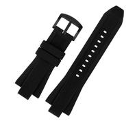 CAWEUER 29mmX13mm Silicone Rubber Watch Straps Compatible With Michael Kors MK9019 MK8295 MK8492 MK9020 Men's Blue Black Band(Black-black)