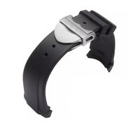 CAWEUER Arc Mouth Watch Strap Compatible With Tudor 1958 Black Bay Bronze Small Copper Flower Red Rubber Silicone Watchband 22mm(Black-silver)