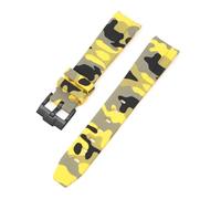 CAWEUER Band Compatible With Omega X Swatch MoonSwatch Curved End Silicone Rubber Diving Bracelet Watch Accessories 20mm Compatible With Rolex Camouflage Strap(Camo yellow02)