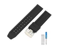 CAWEUER Black Rubber Outdoor Diving Sports Safety Watchbands Compatible With Hamilton Luminox Silicone Accessories 20 23mm Breathable Watch Strap(Black-Steel,20mm)