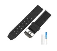 CAWEUER Black Rubber Outdoor Diving Sports Safety Watchbands Compatible With Hamilton Luminox Silicone Accessories 20 23mm Breathable Watch Strap(Black-Black,20mm)