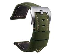 CAWEUER Blue Leather Straps Compatible With Panerai Watch Accessories Men's Strap 20mm 22mm 24mm 26mm Watch Bands Cowhide Replacement Bracelet(02-green silver,26mm)