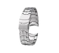 CAWEUER Compatible With Casio EDIFICE Series EF-550D Men Stainless Steel Watchband Bracelet And Waterproof Silicone Rubber 22mm Curved Watch Strap(Silver strap)