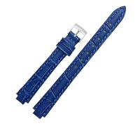 CAWEUER Compatible With Casio Sheen-4029 3034 Series Strap Leather Women's Cowhide Red Watch Band Raised Mouth(Blue (tex)-Steel,12x10mm)