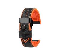 CAWEUER Compatible With CITIZEN Blue Angel Men Radio Wave Watch AT8020-54L/8020-03L/JY8078 Series Canvas Nylon+Rubber Watchbands 22mm 23mm(C-Black orange-B,23mm)