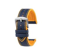 CAWEUER Compatible With CITIZEN Blue Angel Men Radio Wave Watch AT8020-54L/8020-03L/JY8078 Series Canvas Nylon+Rubber Watchbands 22mm 23mm(C-Blue yellow-S pin,23mm)