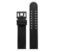 CAWEUER Compatible With Hamilton Khaki Navy Field H68201993 H38416111 Leather Nylon Watchband 20mm 22mm For Citizen Seiko Watch Strap(Black-black buckle,22mm)
