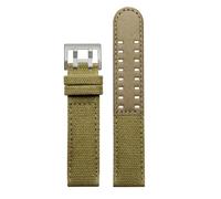 CAWEUER Compatible With Hamilton Khaki Navy Field H68201993 H38416111 Leather Nylon Watchband 20mm 22mm For Citizen Seiko Watch Strap(Khaki-silver buckle,20mm)