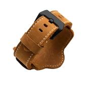 CAWEUER Compatible With Panerai PAM380 111 351 Frosted Leather Watch With Large Chain, 20mm 22mm 24mm 26mm(Brown black clasp,20mm)