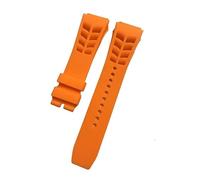 CAWEUER Compatible With Richard Mille Silicone Watchband With Protruding Interface 21mm Wide 25mm Raw Ear Watch Strap(Orange,25mm rosegold buckle)