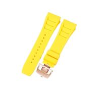 CAWEUER Compatible With Richard Mille Watch Strap Men's 25mm Imported Waterproof Rubber Silicone Rm055 011(Yellow-Rose-Z6,25MM_WITH 4 STARS TOOLS)
