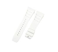 CAWEUER Compatible With Richard Mille Watch Strap Men's 25mm Imported Waterproof Rubber Silicone Rm055 011(White-No buckle,25MM_WITH 4 STARS TOOLS)