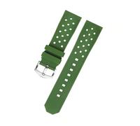 CAWEUER Compatible With TAG Heuer Watchband F1 Series Steel Buckle Caz2011 Seiko Citizen Breathable Silicone 22mm(Green-Steel-K2)