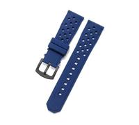 CAWEUER Compatible With TAG Heuer Watchband F1 Series Steel Buckle Caz2011 Seiko Citizen Breathable Silicone 22mm(Dark blue-Black-K2)