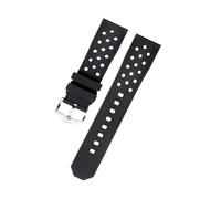CAWEUER Compatible With TAG Heuer Watchband F1 Series Steel Buckle Caz2011 Seiko Citizen Breathable Silicone 22mm(Black-Steel-K2)