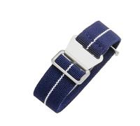 CAWEUER Compatible With Tudor Parachute Qicheng Biwan Little Red Flower Seiko Water Ghost Nylon High Density Knitting 18 20 22mm Watch Strap(Blue White-Steel,18mm)