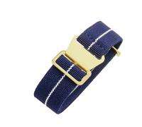 CAWEUER Compatible With Tudor Parachute Qicheng Biwan Little Red Flower Seiko Water Ghost Nylon High Density Knitting 18 20 22mm Watch Strap(Blue White-Gold,18mm)