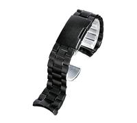 CAWEUER Curved End Stainless Steel WatchBand Compatible With Casio EFV-540 EFS-S510 EFR-303L/303D MTP-1375/1374 Metal Strap 20mm 22mm Bracelet(Black-A,22mm-width)