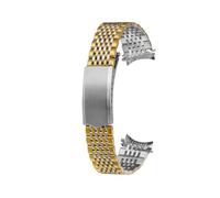 CAWEUER Curved End Watchband Compatible With Omega Compatible With Seamaster DeVille Stainless Steel Strap 18mm 19mm 20mm Thin Bracelet Belt Silver Gold(Silver gold,19mm)