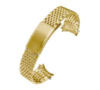 CAWEUER Curved End Watchband Compatible With Omega Compatible With Seamaster Speedmaster DeVille Stainless Steel Strap 18mm 19mm 20mm Thin Bracelet Belt Silver Gold(Gold,20mm)