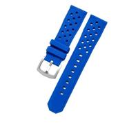CAWEUER Durable Wear-resistant Stainless Steel Buckle Watchbands Compatible With Heuer Tag Citizen Silicone Material Breathable Design Strap 22mm(Sky Blue-Steel-K2)