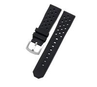 CAWEUER Durable Wear-resistant Stainless Steel Buckle Watchbands Compatible With Heuer Tag Citizen Silicone Material Breathable Design Strap 22mm(Black-Steel-K2)