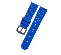 CAWEUER Durable Wear-resistant Stainless Steel Buckle Watchbands Compatible With Heuer Tag Citizen Silicone Material Breathable Design Strap 22mm(Sky Blue-Black-K2)