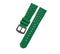 CAWEUER Durable Wear-resistant Stainless Steel Buckle Watchbands Compatible With Heuer Tag Citizen Silicone Material Breathable Design Strap 22mm(Green-Black-K2)