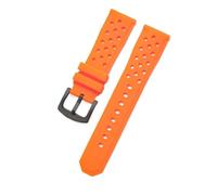 CAWEUER Durable Wear-resistant Stainless Steel Buckle Watchbands Compatible With Heuer Tag Citizen Silicone Material Breathable Design Strap 22mm(Orange-Black-K2)