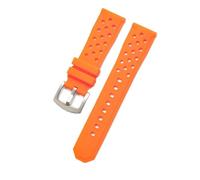 CAWEUER Durable Wear-resistant Stainless Steel Buckle Watchbands Compatible With Heuer Tag Citizen Silicone Material Breathable Design Strap 22mm(Orange-Steel-K2)