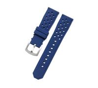 CAWEUER Durable Wear-resistant Stainless Steel Buckle Watchbands Compatible With Heuer Tag Citizen Silicone Material Breathable Design Strap 22mm(Dark Blue-Steel-K2)