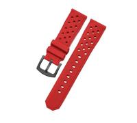 CAWEUER Durable Wear-resistant Stainless Steel Buckle Watchbands Compatible With Heuer Tag Citizen Silicone Material Breathable Design Strap 22mm(Red-Black-K2)