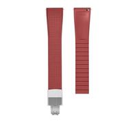 CAWEUER Fluoro Rubber Strap Compatible With Breitling Compatible With Rolex Universal FKM Quick Release Folding Buckle Bracelet Watch Band Compatible With Omega(Red-silver,22mm)