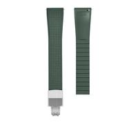CAWEUER Fluoro Rubber Strap Compatible With Breitling Compatible With Rolex Universal FKM Quick Release Folding Buckle Bracelet Watch Band Compatible With Omega(Green-silver,20mm)