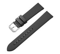 CAWEUER Fluoro Rubber Strap Compatible With Rolex Compatible With Water Ghost FKM Quick Release Waterproof Watch Band Compatible With Omega Seiko Bracelet Accessories(Black-silver,20mm)