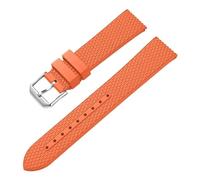 CAWEUER Fluoro Rubber Strap Compatible With Rolex Compatible With Water Ghost FKM Quick Release Waterproof Watch Band Compatible With Omega Seiko Bracelet Accessories(Orange-silver,20mm)