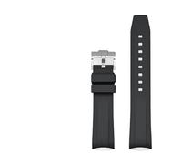 CAWEUER Fluoro Rubber Strap Compatible With Tudor Black Bay Series Special 20mm Curved End FKM Watch Band Men Sports Diving Bracelet Accessories(Black)