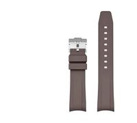 CAWEUER Fluoro Rubber Strap Compatible With Tudor Black Bay Series Special 20mm Curved End FKM Watch Band Men Sports Diving Bracelet Accessories(Dark brown)