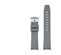 CAWEUER Fluoro Rubber Strap Compatible With Tudor Black Bay Series Special 20mm Curved End FKM Watch Band Men Sports Diving Bracelet Accessories(Grey)