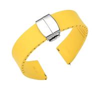 CAWEUER Fluororubber Watch Strap 18mm 20 22mm 21mm Quick Release Butterfly Clasp Buckle FKM Bracelet Compatible With IWC Compatible With Rolex Cut To Size(Yellow,19mm)