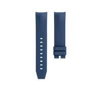 CAWEUER Fluororubber Watchband For 1853Compatible With Tissot Starfish Diving T120 Curved End Watch Strap Bracelet(Blue no buckle)