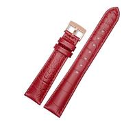CAWEUER Genuine Leather Watch Strap Compatible With Swarovski Women's Green Submariner 5452498 5452495 5452501 Watch Band 17mm Blue Pink Green Red(Red-Rose)